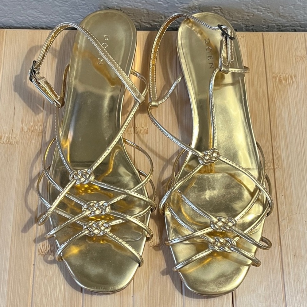 Doen Corsica Sandals - Gold Strappy Sandals size 38